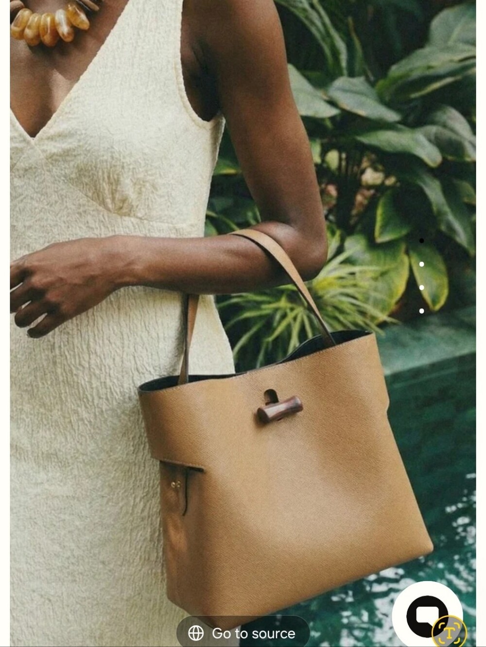 Everyday Tan Leather Tote with Wooden Toggle Accent